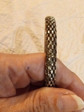 Source Unknown Silver Woven Box-Link Bangle